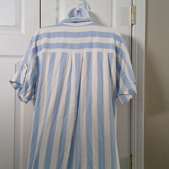 Ann Taylor weekend Linen Blend midi pocket dress Oversized Sz 14 EUC - Picture 6 of 8